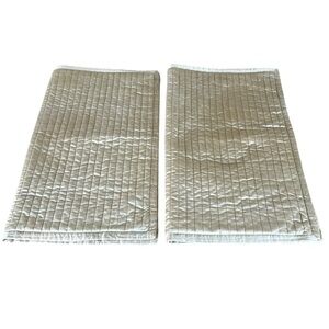 Ann Gish Silk Charmeuse Jumbo Pillow Sham Set Champagne Channel Quilt 29x35 FLAW